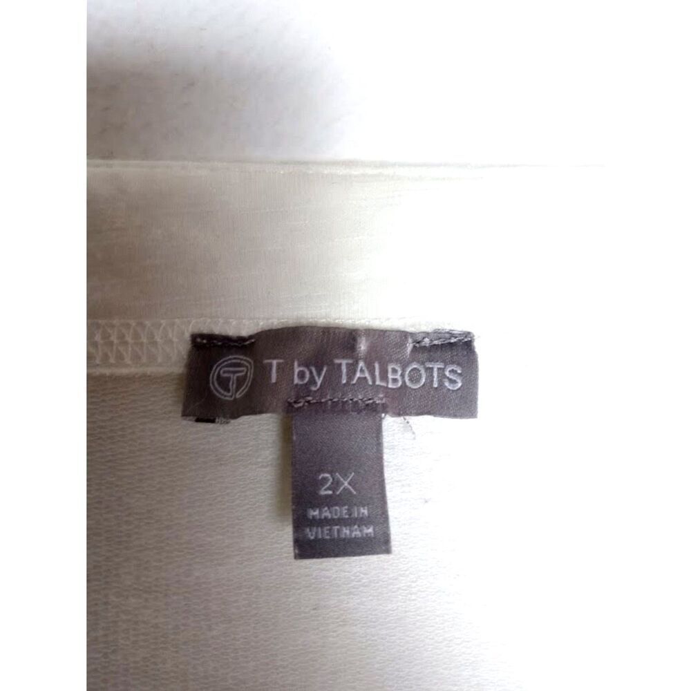 T by Talbots Women White V-Neck Jersey Knit Boxy 3/4 Sleeves Blouse size 2X - Picture 5 of 8